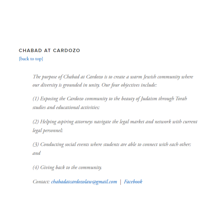 Chabad at Cardozo - Jewish organization in New York NY