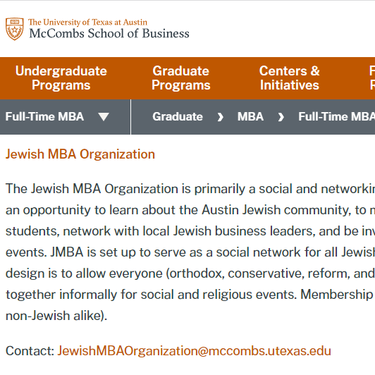 UT Austin Jewish MBA Organization - Jewish organization in Austin TX
